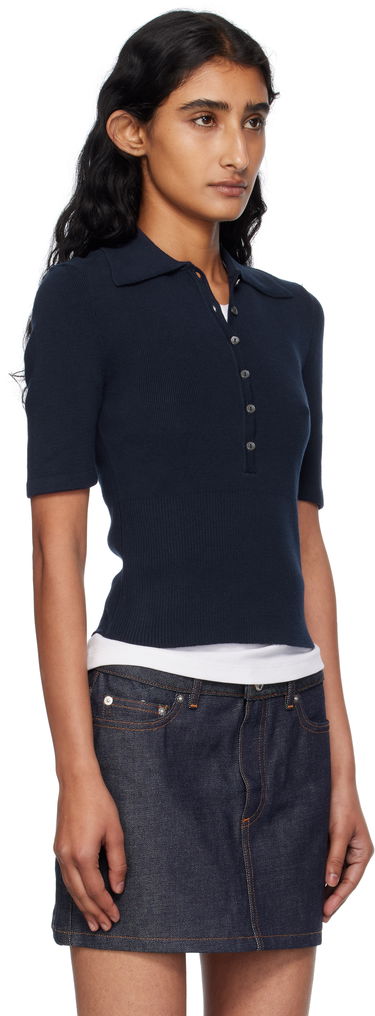Поло тениска A.P.C. A.P.C. Joelle Knit Polo Тъмно синьо | COGDK-F23421, 1