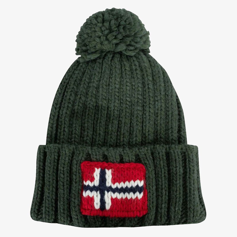 Шапка Napapijri Knitted Beanie with Pom-Pom Зелено | NP0A4GKBG1S1