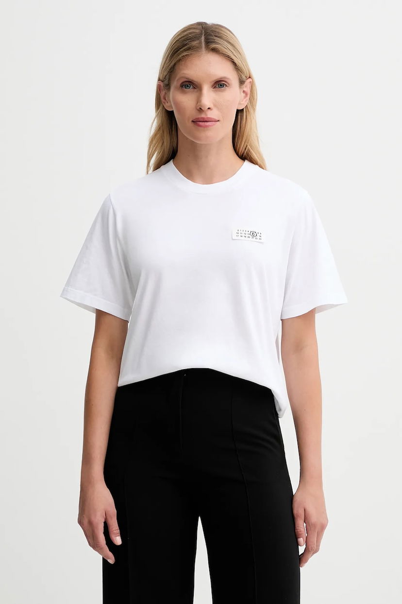 Тениска Maison Margiela MM6 Maison Margiela Short-Sleeve Numerical Logo Patch T-Shirt Бяло | S62GD0210.M20115.100