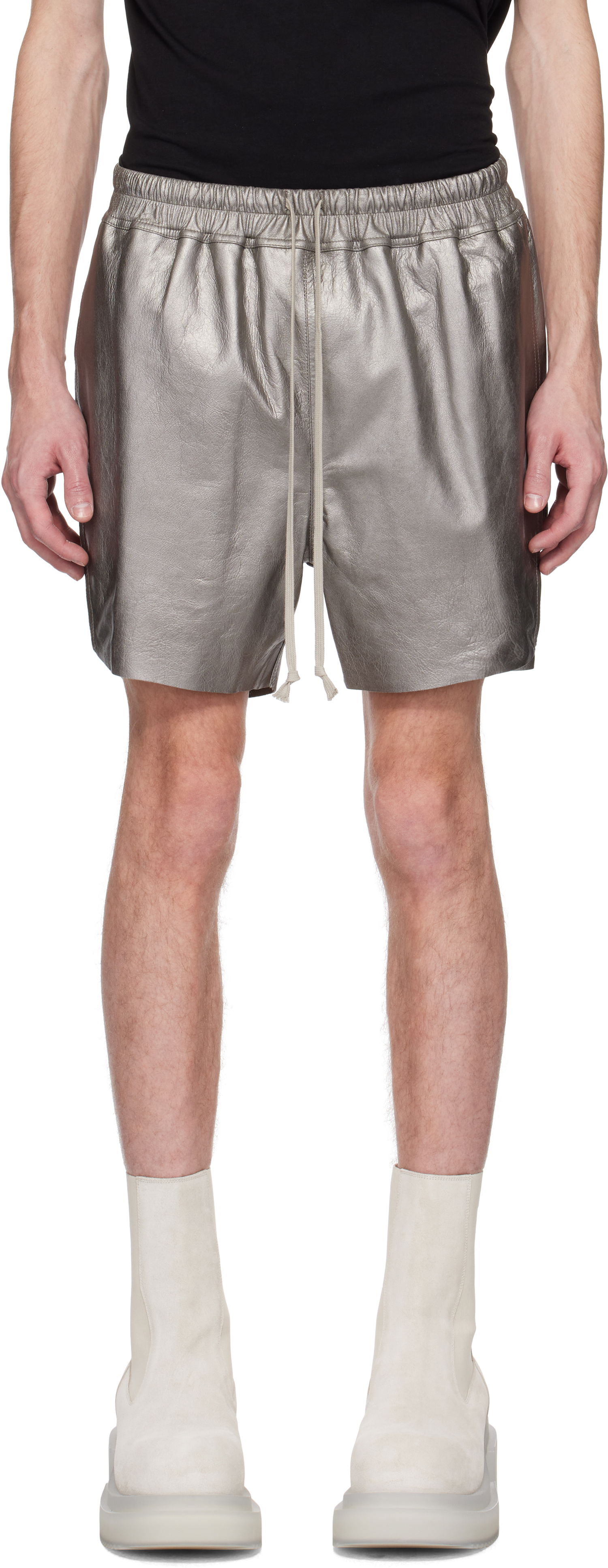 Къси панталони Rick Owens Rick Owens Hollywood Boxers Leather Shorts Металик | RR01E5306 LBAM, 0