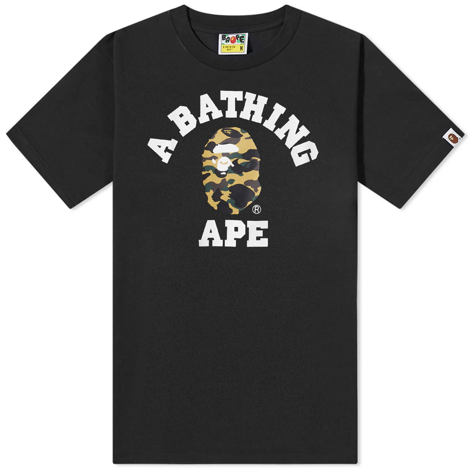 Тениска BAPE 1St Camo College T-Shirt Black/Yellow Черно | 001TEJ301010M-BLKYLW, 0
