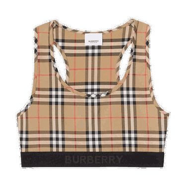 Съкратен топ Burberry Logo Detail Vintage Check Bra Top Бежово | 8049477, 0