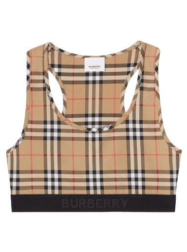 Съкратен топ Burberry Logo Detail Vintage Check Bra Top Бежово | 8049477