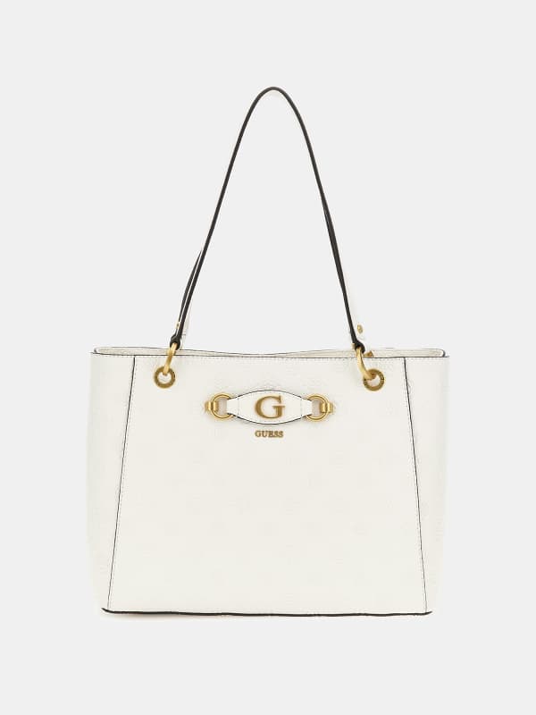 Дамска чанта GUESS Izzy 4G Peony Logo Shopper Бяло | HWPD9209250, 0