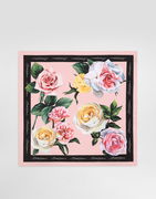 Dolce & Gabbana Rose and Peony Print Silk Twill Square Scarf (70x70)