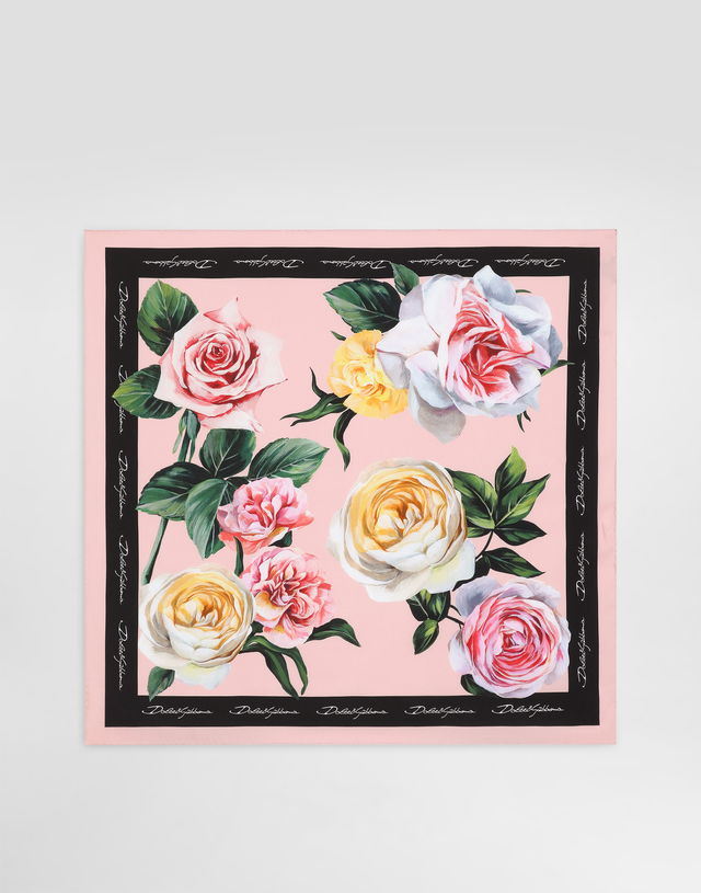 Dolce & Gabbana Rose and Peony Print Silk Twill Square Scarf (70x70)