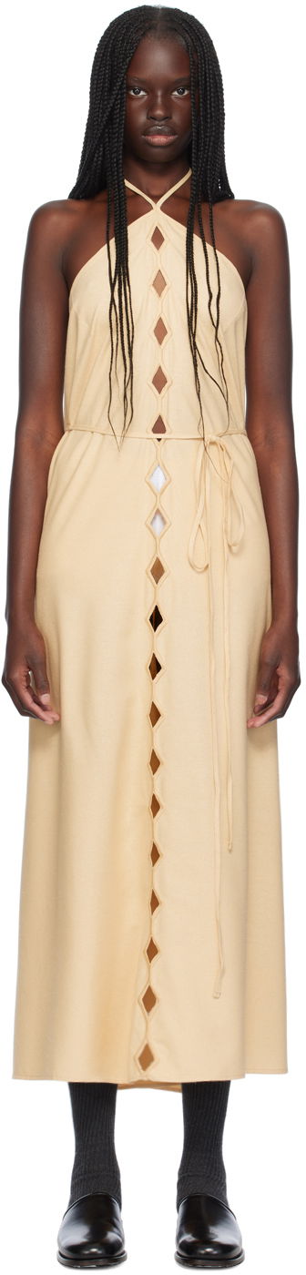 Pокля Baserange Halterneck Cutout Maxi Dress Бежово | DRCEL-WS-AU24, 0