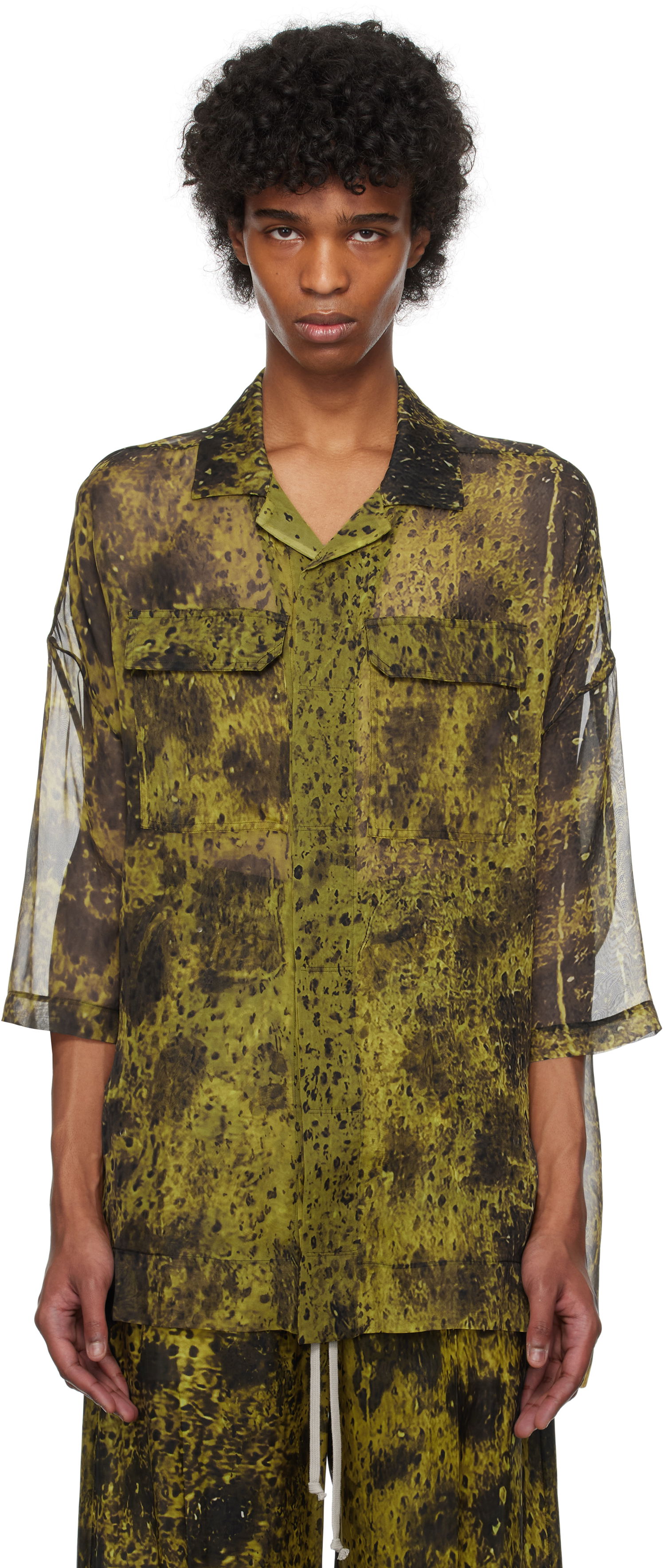 Риза Rick Owens Rick Owens Hollywood Magnum Tommy Shirt Зелено | RU01E5298 SP1, 0