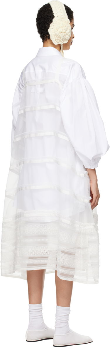 Pокля Comme des Garçons Comme Des Garçons Organdy Embroidered Midi Dress Бяло | TN-A003-051, 2