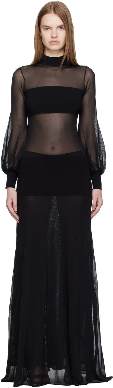Pокля Tom Ford TOM FORD Turtleneck Maxi Dress Черно | ACK627-YAX889, 0