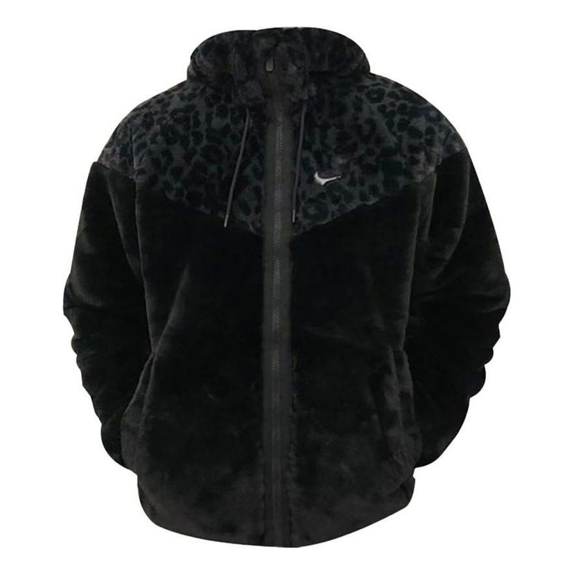 Парка Nike Leopard Print Splicing Zipper Jacket Черно | DH6683-010