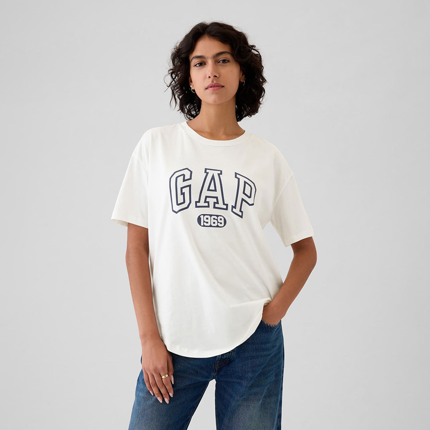 Тениска GAP T-shirt Shortsleeve Logo Tee New Off White XS Бяло | 500012-01, 0