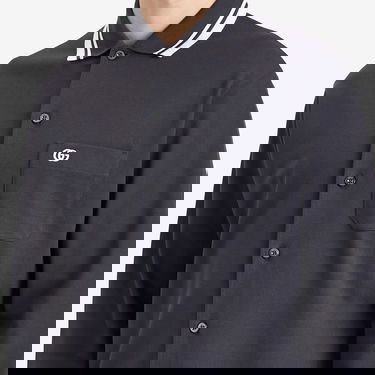 Поло тениска Gucci Gucci Stretch Cotton Long Sleeve Polo Shirt, Size Medium Тъмно синьо | 815513-XJG16-1165, 5