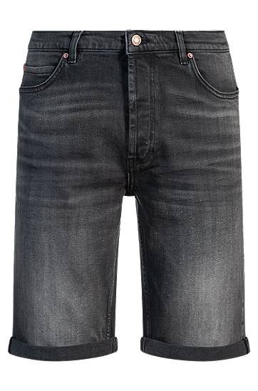 Къси панталони BOSS Tapered-Fit Comfort-Stretch Denim Shorts Сиво | 50539932, 0