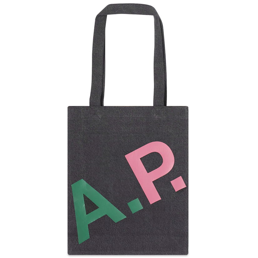 Голяма пазарска чанта A.P.C. Lou Large Logo Tote Bag Тъмно синьо | COGEX-M61442-LZE