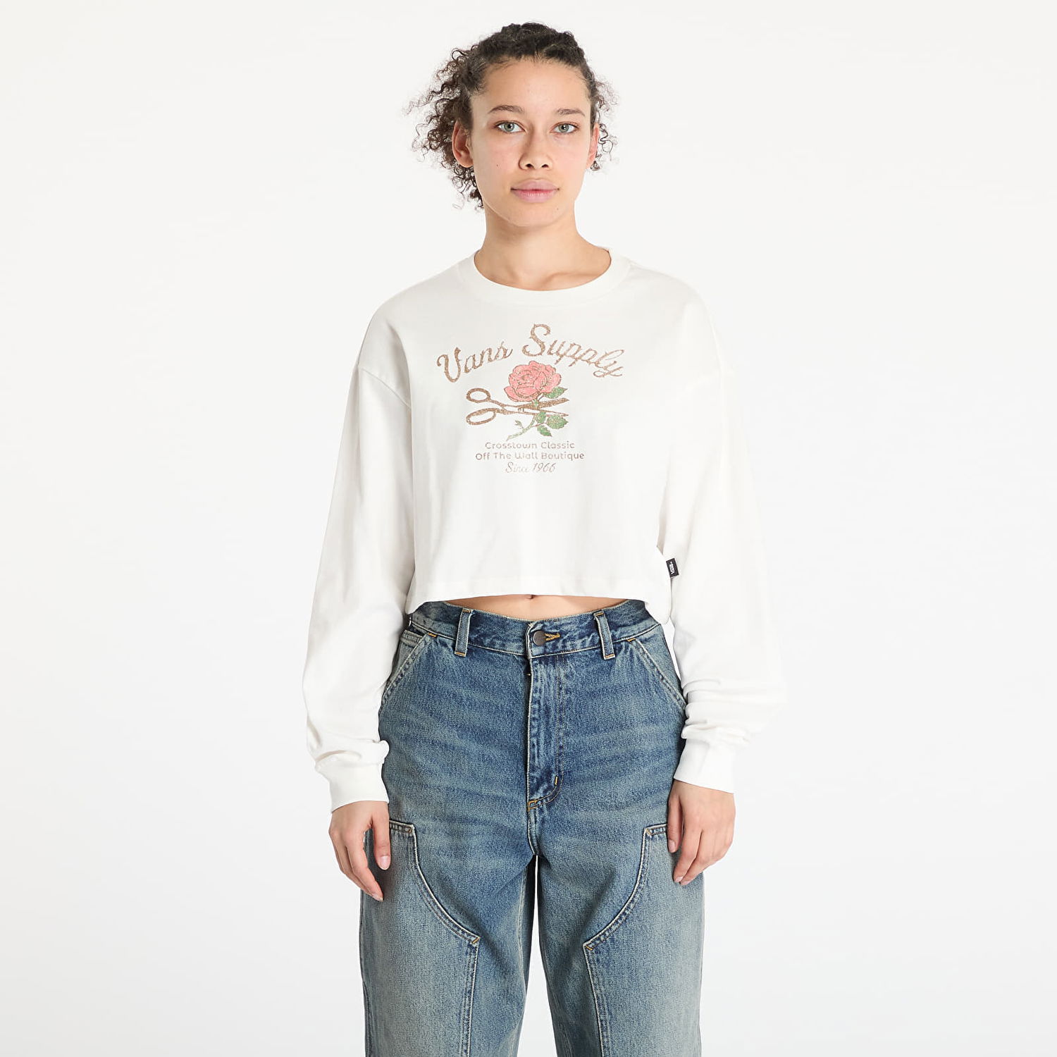 Пуловер Vans Vans Supply Boutique Longsleeve Cropped T-Shirt Бяло | VN000MDCFS81, 0