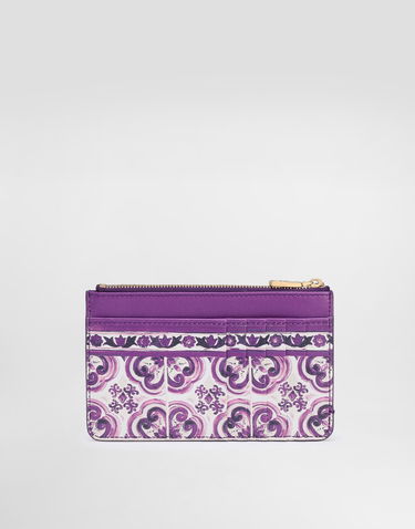 Портфейл Dolce & Gabbana Dolce & Gabbana Calfskin Card Holder with Majolica Print Лилаво | BI1261AO026I03TN, 2
