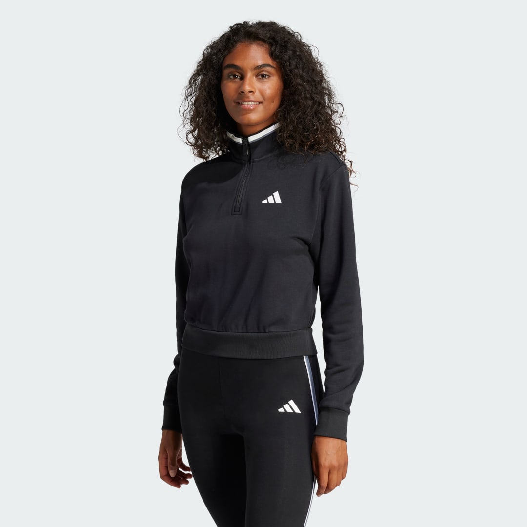 Суитчър adidas Performance Essentials Crop Quarter-Zip Sweatshirt Черно | JG4170, 1
