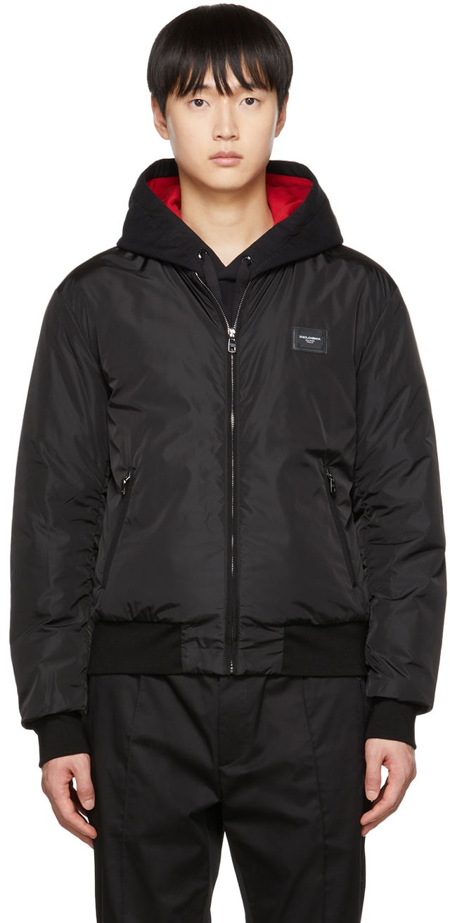 Black Insulated Bomber Jacket