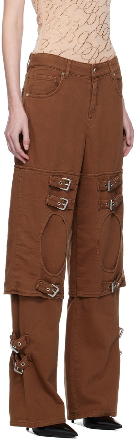 Карго панталони Blumarine Blumarine Boyfriend Cutout Buckle Jeans Кафяво | A344J046A, 1