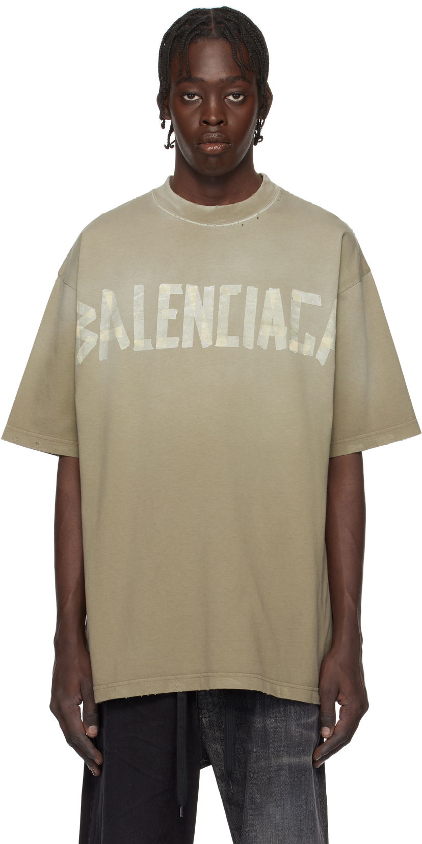 Тениска Balenciaga New Tape Type Medium Fit T-Shirt Зелено | 739784TOVA92942