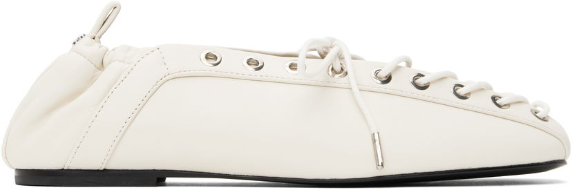 Pокля GANNI GANNI Lace-Up Ballerina Flats Бяло | S2962