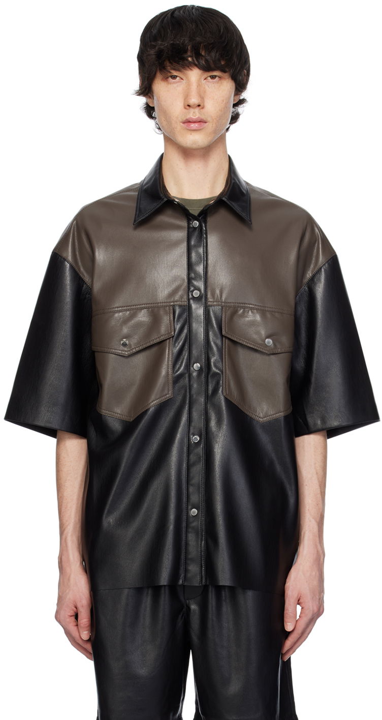 Риза Nanushka Mance Vegan Leather Shirt Черно | NM24RSSH01578