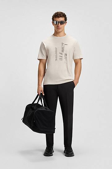Тениска BOSS BOSS Relaxed-Fit Cotton Jersey T-Shirt with City Graphic Print Бежово | 50552184, 1