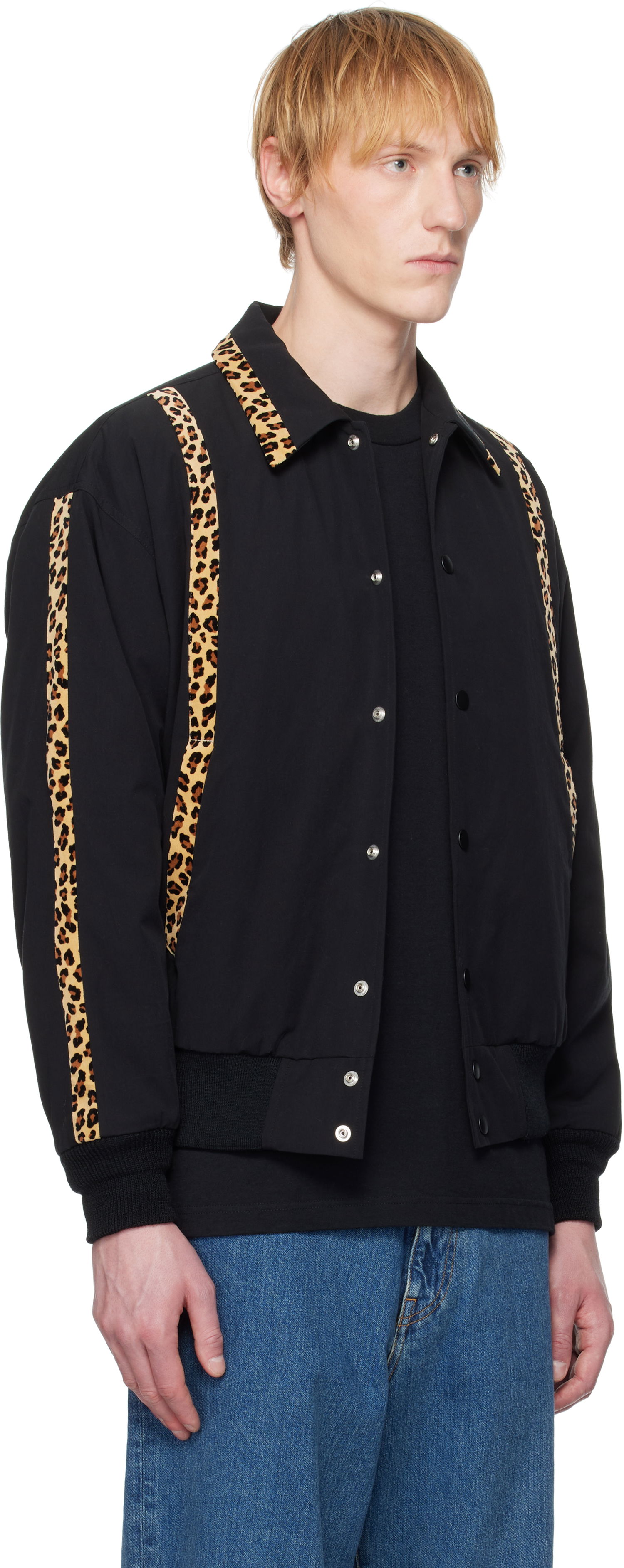Яке бомбър WACKO MARIA WACKO MARIA 50's Leopard Trim Jacket Черно | 25SS-WMO-BL14, 1