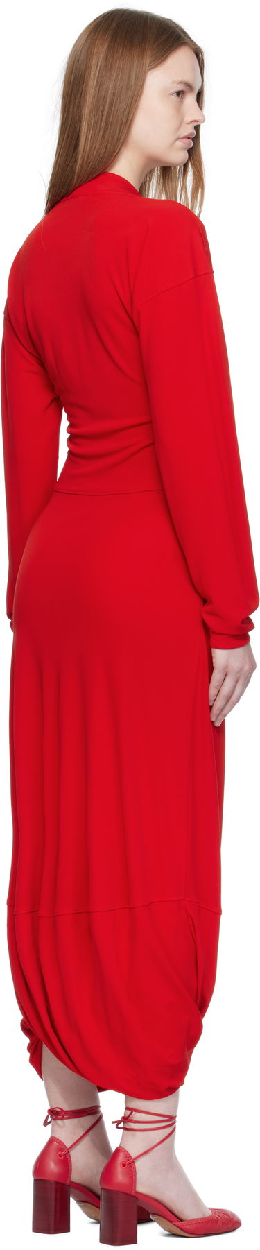 Pокля LEMAIRE LEMAIRE V Neck Maxi Dress Червено | DR1127 LJ1040, 2