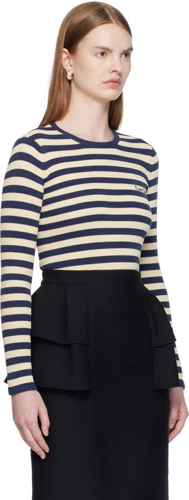 Тениска Valentino Valentino Striped Cotton T-Shirt Тъмно синьо | 7B3KC66N9JD, 1