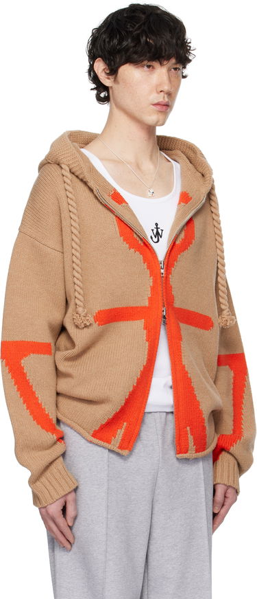 Пуловер JW Anderson JW Anderson Anchor Logo Knit Zip Hoodie Кафяво | KW1345-YN0170, 1