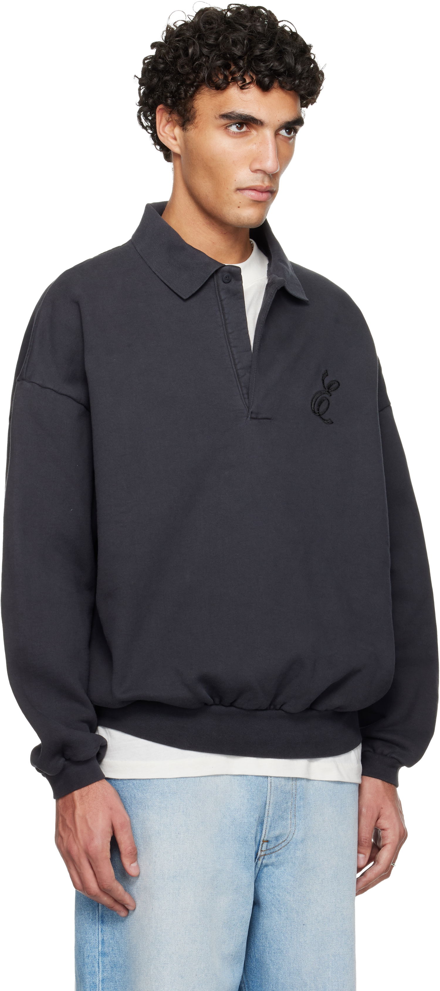 Поло тениска Fear of God ESSENTIALS Holiday Embroidered Classic Polo Черно | 192HO252042F, 1