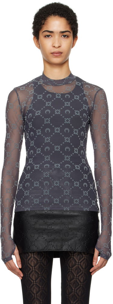 Тениска Marine Serre Monogram Mesh Highneck Top Сиво | WTO388A CJER0005, 0