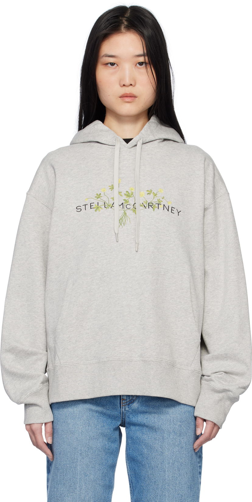 Суитчър Stella McCartney Floral Embroidered Hoodie Сиво | 6J03683SPZ65