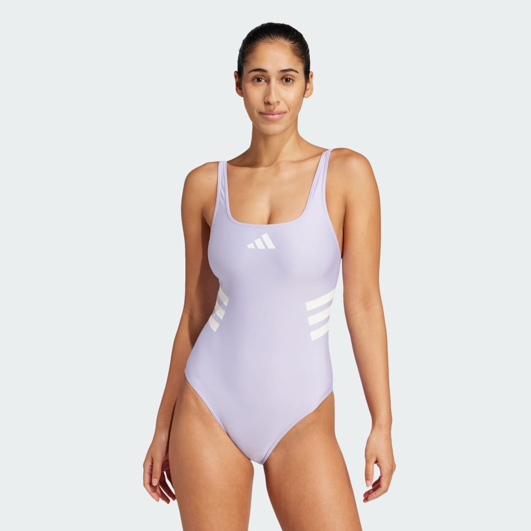 Бански adidas Performance 3-Stripes U-Back One Piece Swimsuit Лилаво | JI6030, 0