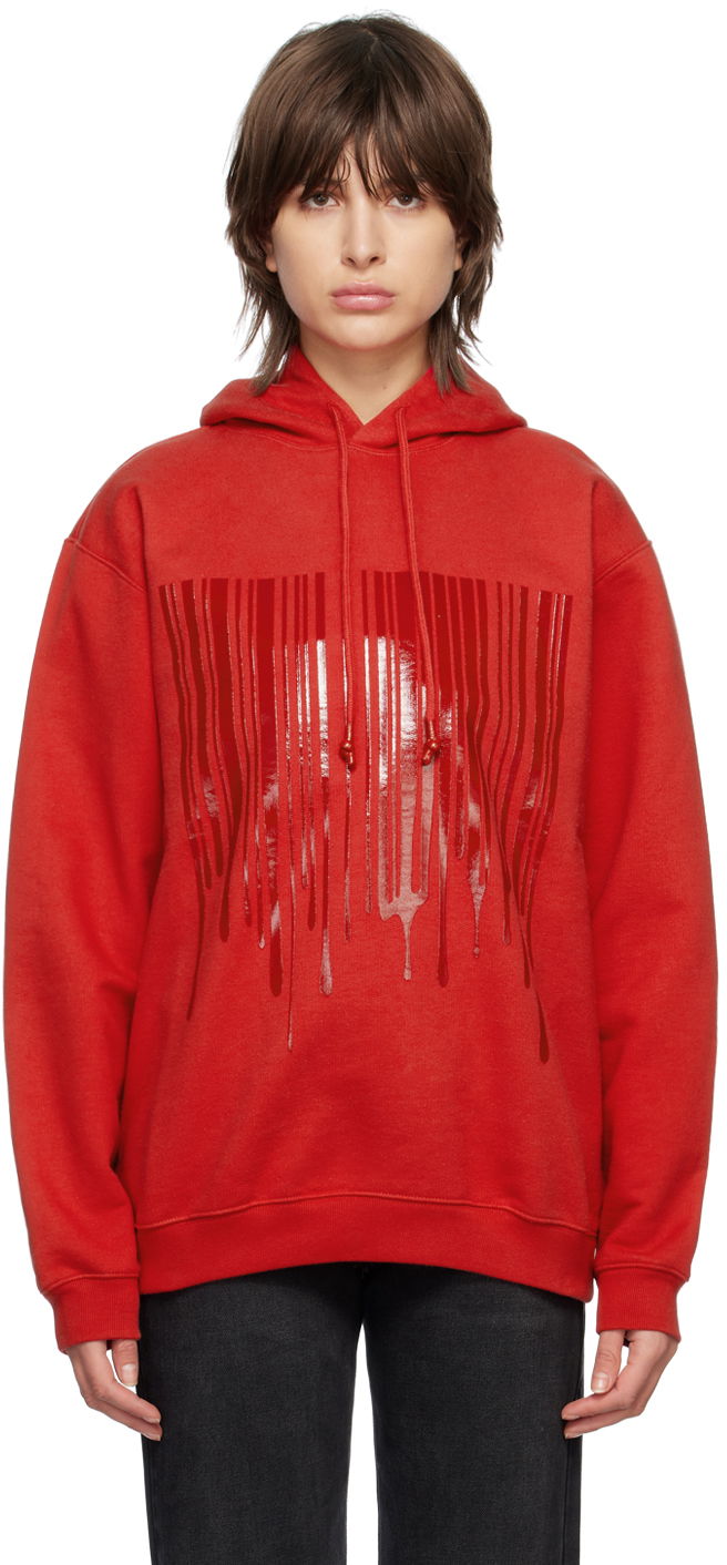 Суитчър VETEMENTS Dripping Barcode Graphic Hoodie Червено | VL16HD440R, 0