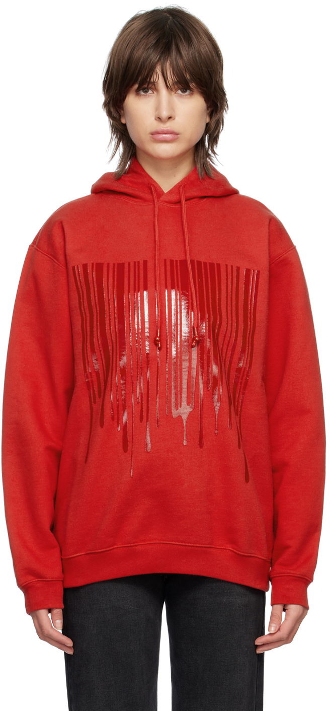 Суитчър VETEMENTS Dripping Barcode Graphic Hoodie Червено | VL16HD440R