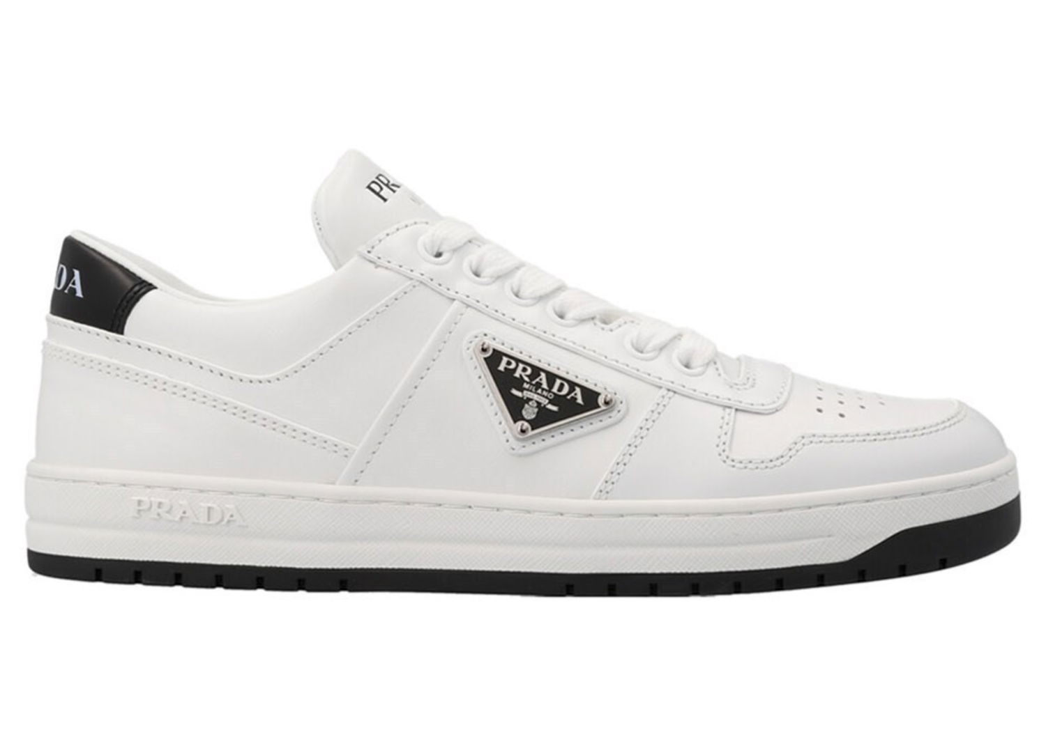 Кецове и обувки Prada Downtown Low Top Sneakers Leather White White Black (W) Бяло | 1E792MF0303LJ6-F0964, 0