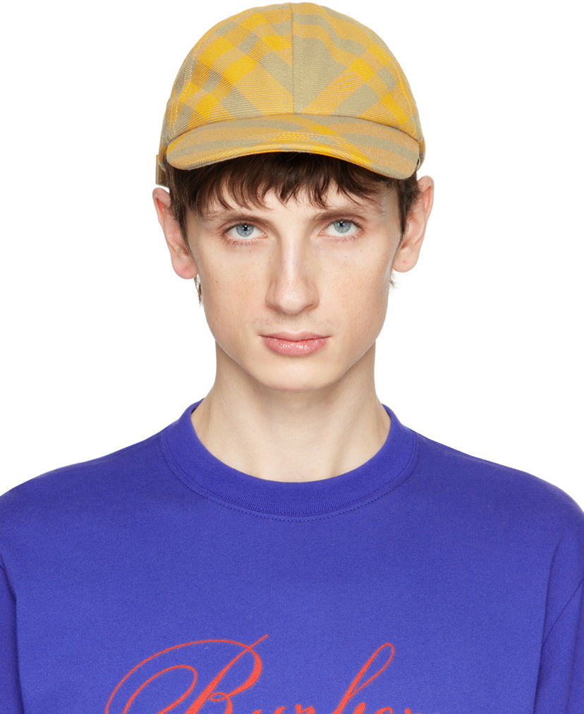 Шапка с козирка Burberry Check Cap Жълто | 8079478