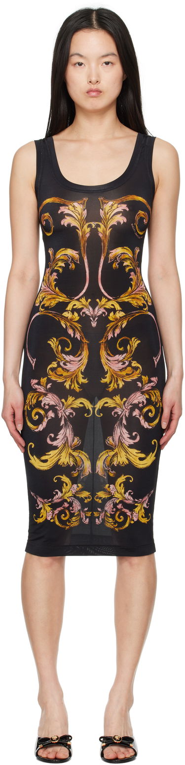 Pокля Versace Versace Jeans Couture Outline Barocco Slip Midi Dress Черно | E78HAO9P6_EJS473, 0