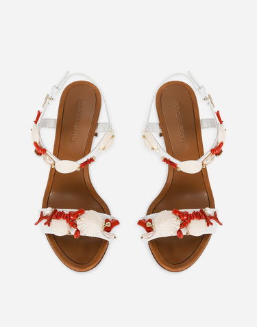Кецове и обувки Dolce & Gabbana Nappa Leather Sandals With Coral Embroidery Бяло | CR1746AW1168V135, 3