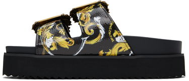 Кецове и обувки Versace Versace Jeans Couture Outline Barocco Arizona Sandals Черно | E78VA3SM1_EZS366, 2