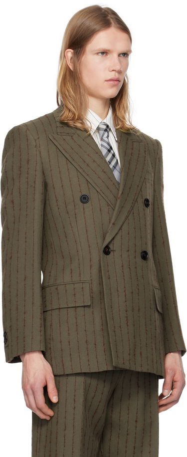 Комплект Burberry Burberry Tailored Double-Breasted Blazer Зелено | 8103522, 1