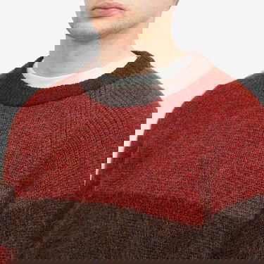 Пуловер YMC Suedehead Stripe Knit Червено | P8XAP-60, 5