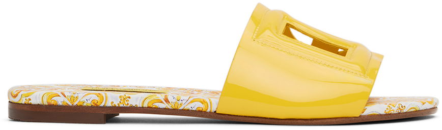 Кецове и обувки Dolce & Gabbana Majolica Print Patent Leather Sandals Жълто | D11247 A1067, 0
