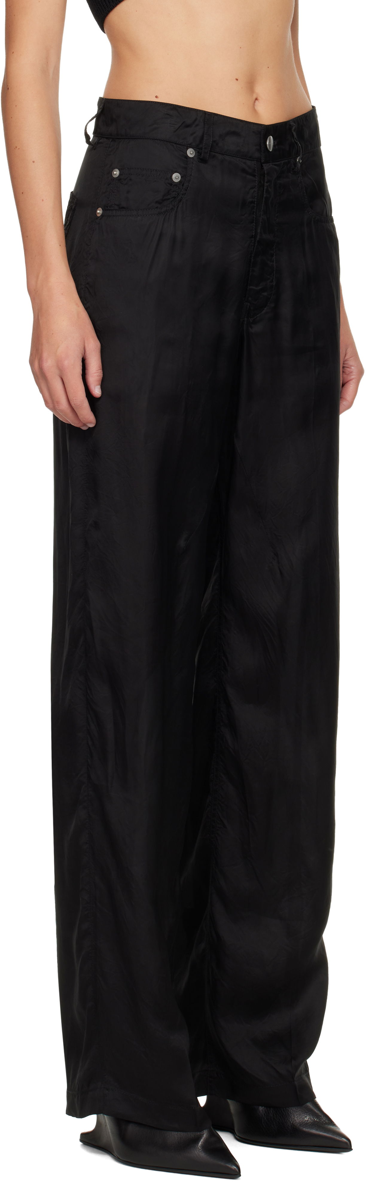 Панталони Rick Owens Relaxed-Fit Technical Fabric Concordians Geth Trousers Черно | RP02E4350 K, 1