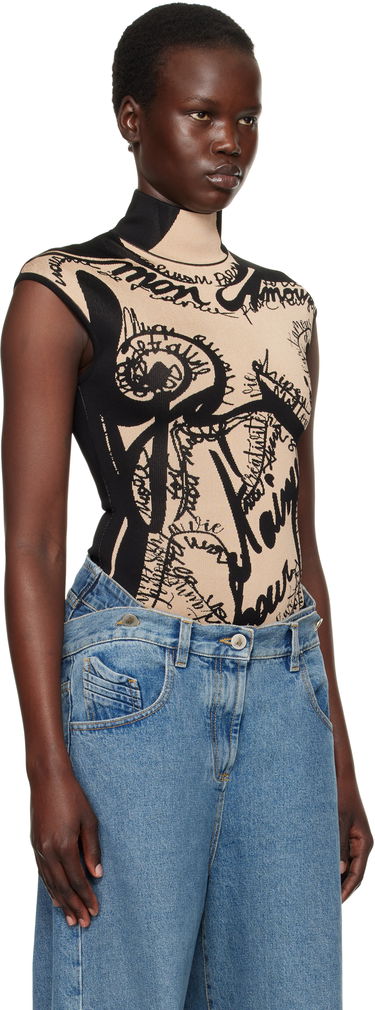 боди Balmain Balmain Jacquard Knit Torso Bodysuit Бежово | EF1BC025KH95, 1