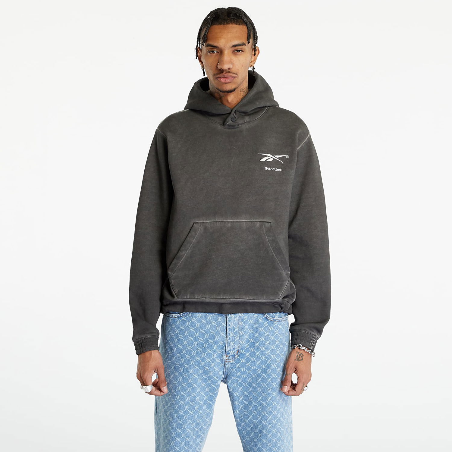 Суитчър Reebok Basketball Court Top Bi-Dye Fleece Hoodie Черно | IA2416, 0