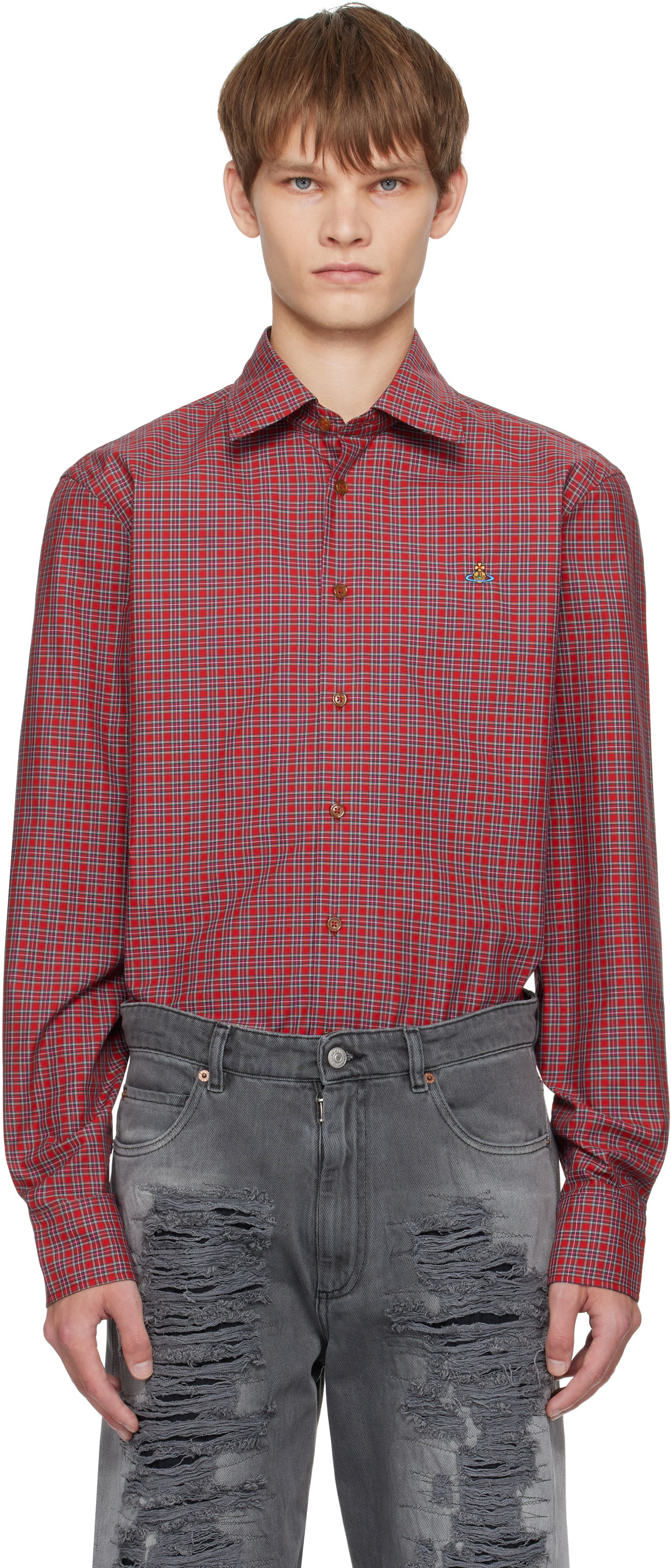 Риза Vivienne Westwood Vivienne Westwood Ghost Plaid Shirt Червено | 2401000J-W0179-, 0